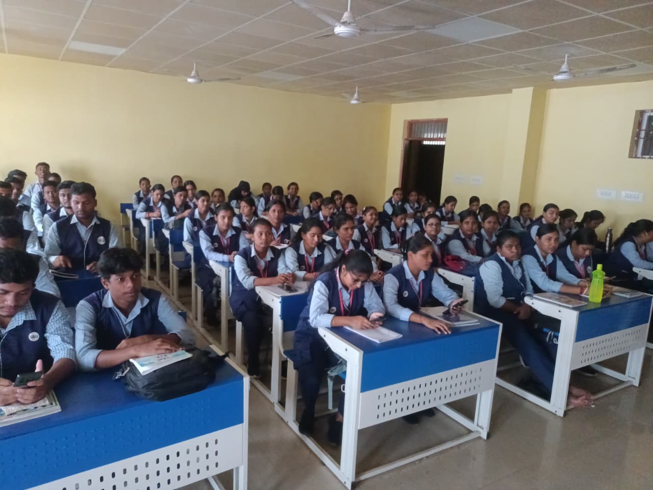 Students listening during a classroom training session